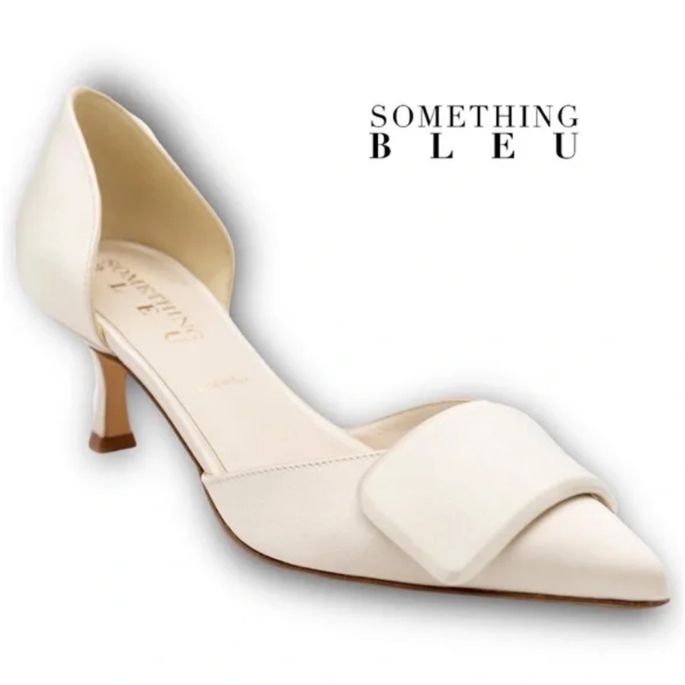 SOMETHING BLEU Sloane Pointed Toe d'Orsay Pump in Moonbeam Satin Ivory
